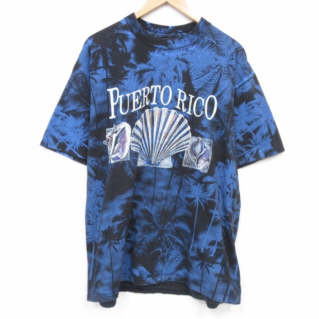 90s 半袖Tシャツ プエルトリコ ブルー メンズXL相当 | 古着