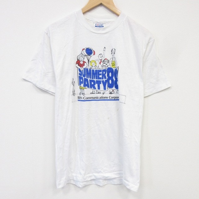 ヘインズ 80s 半袖Tシャツ サマーパーティー ホワイト メンズM相当 | 古着
