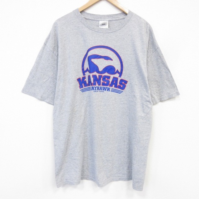 アディダス 00s 半袖Tシャツ カンザスジェイホークス グレー メンズXL相当 | 古着