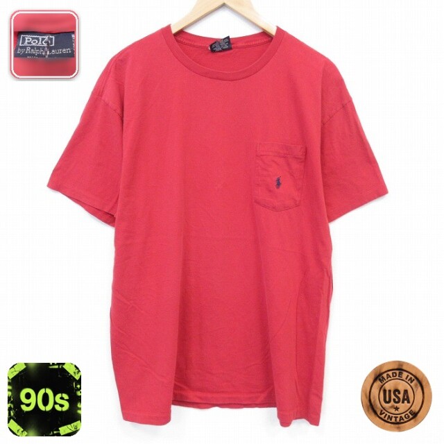 ラルフローレン 90s 半袖Tシャツ ワンポイントロゴ レッド メンズXL相当 | 古着