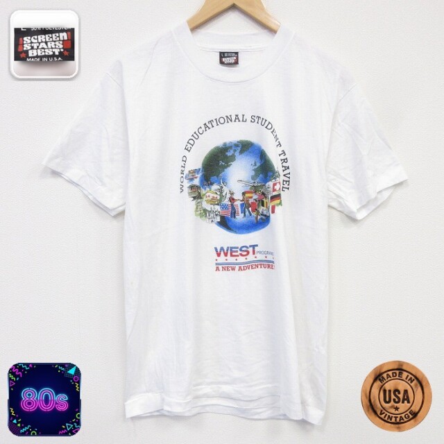 スクリーンスターズ 80s 半袖Tシャツ WEST ホワイト メンズL相当 | 古着
