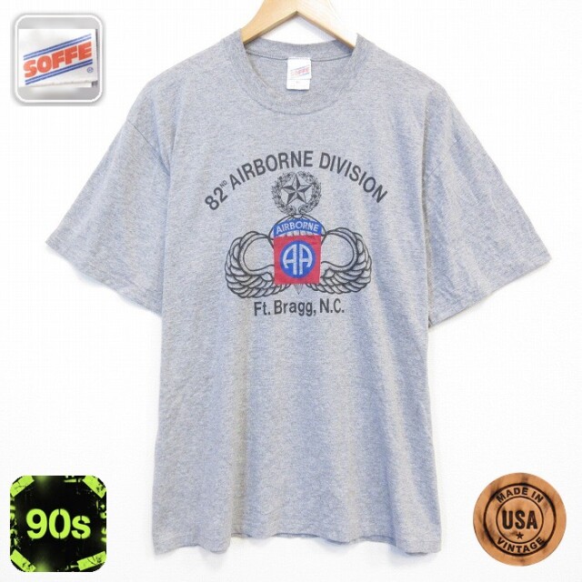 【20%OFF】90s 半袖Tシャツ ミリタリーパラシュート部隊エアボーン グレー メンズXL相当 | 古着