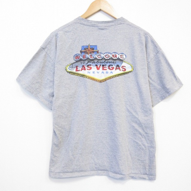 00s 半袖Tシャツ ラスベガスVISAカード 霜降りグレー メンズXL相当 | 古着