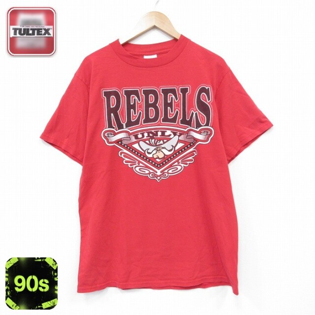 TULTEX 90s 半袖Tシャツ ネバダレベルズ レッド メンズL相当 | 古着