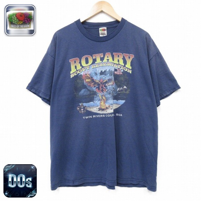 フルーツオブザルーム 00s 半袖Tシャツ ボーイスカウト ネイビー メンズXL相当 | 古着