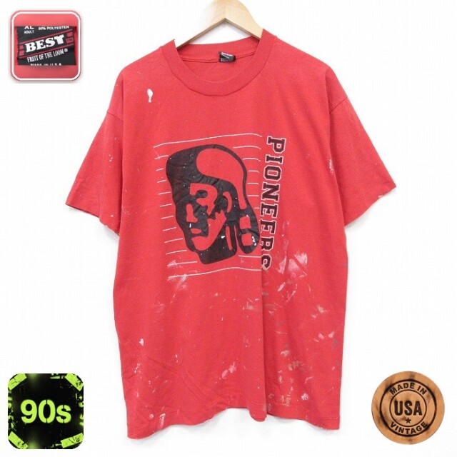 フルーツオブザルーム 90s 半袖Tシャツ パイオニアーズ レッド メンズXL相当 | 古着