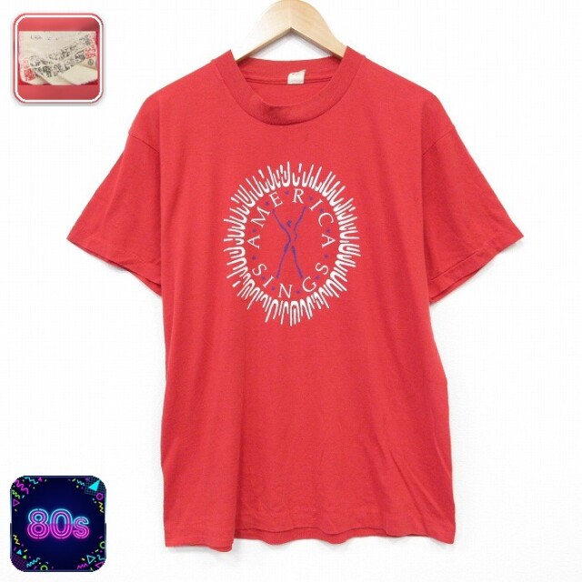 スクリーンスターズ 80s 半袖Tシャツ SINGS レッド メンズL相当 | 古着