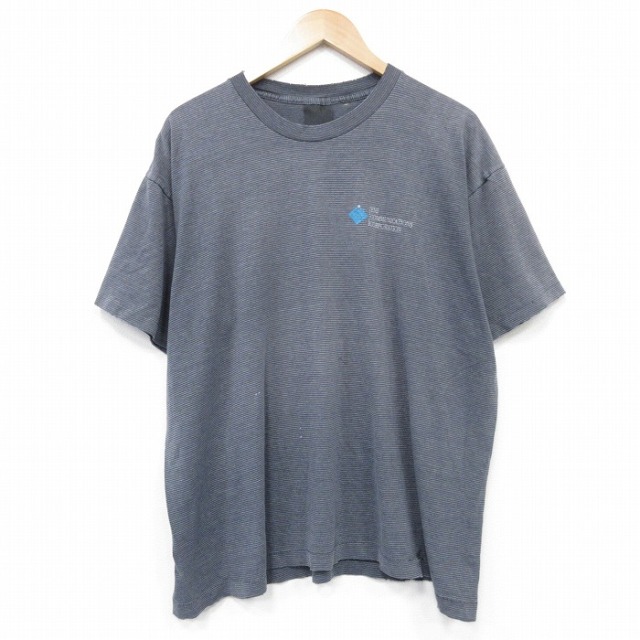90s 半袖Tシャツ EMIボーダー ブラック メンズXL相当 | 古着