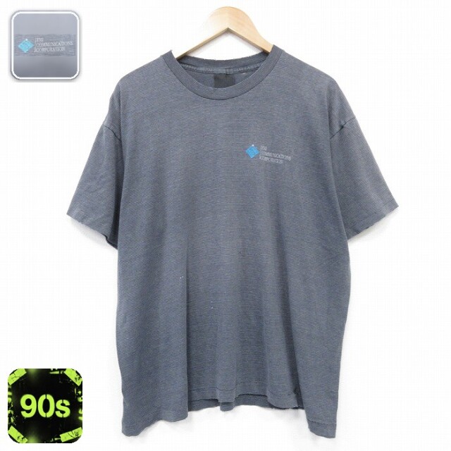 90s 半袖Tシャツ EMIボーダー ブラック メンズXL相当 | 古着
