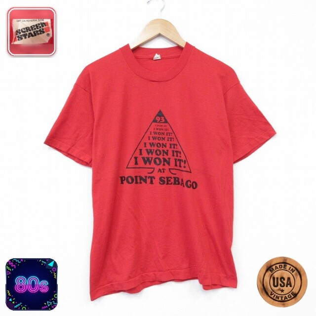 スクリーンスターズ 80s 半袖Tシャツ POINT レッド メンズM相当 | 古着