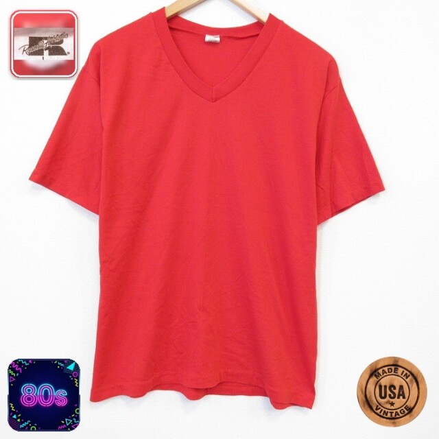 ラッセル 80s 半袖Tシャツ 無地 レッド メンズL相当 | 古着