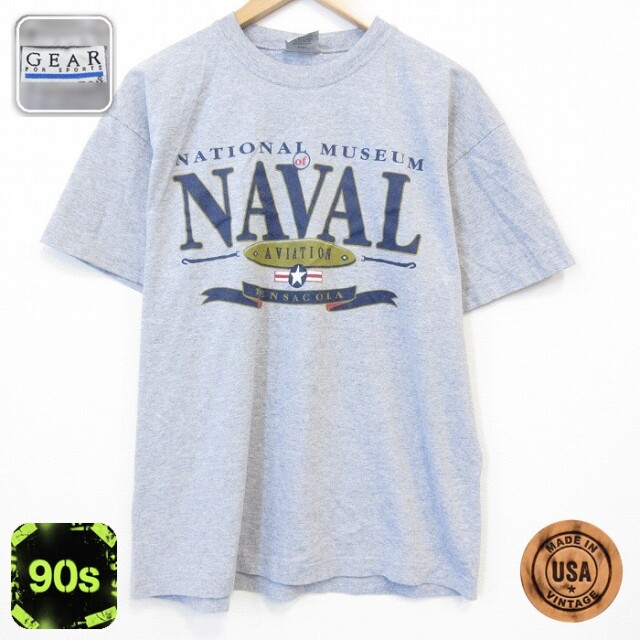 【20%OFF】90s 半袖Tシャツ NAVAL 霜降りグレー メンズXL相当 | 古着