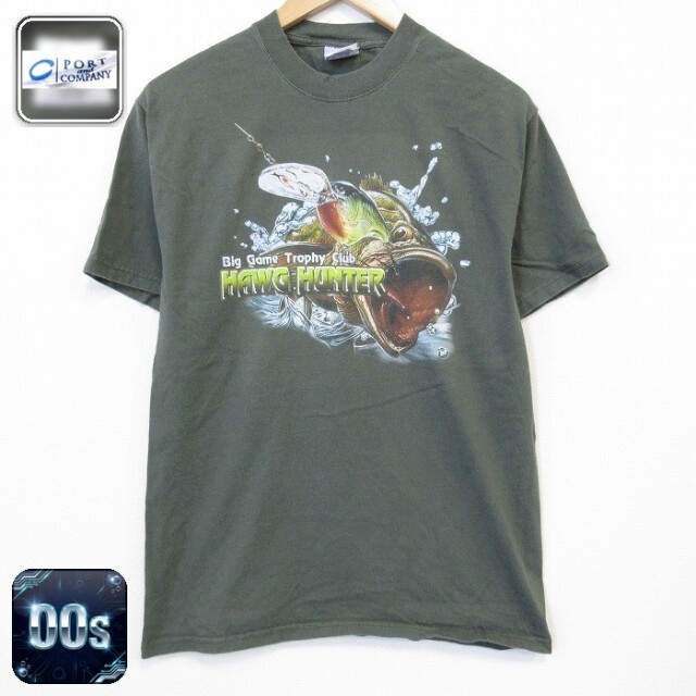 00s 半袖Tシャツ 魚 カーキ メンズM相当 | 古着