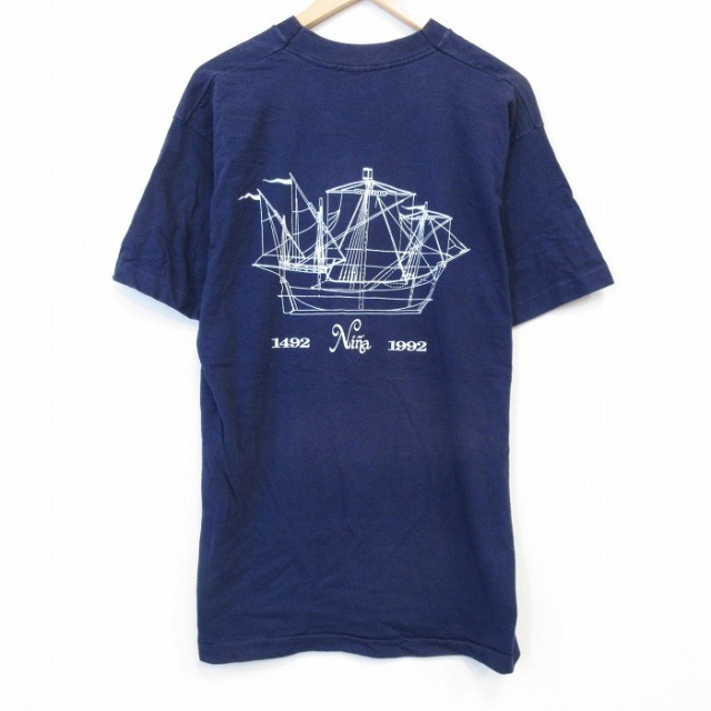 90s 半袖Tシャツ 船 ネイビー メンズL相当 | 古着