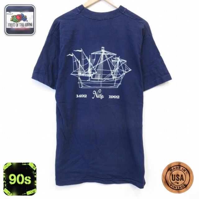 90s 半袖Tシャツ 船 ネイビー メンズL相当 | 古着