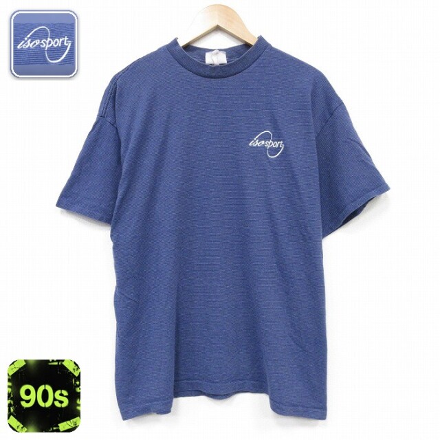 90s 半袖Tシャツ isosport ネイビーボーダー メンズXL相当 | 古着