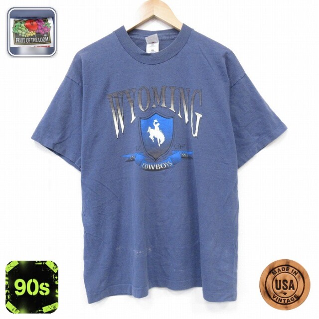 フルーツオブザルーム 90s 半袖Tシャツ カウボーイ ネイビー メンズXL相当 | 古着