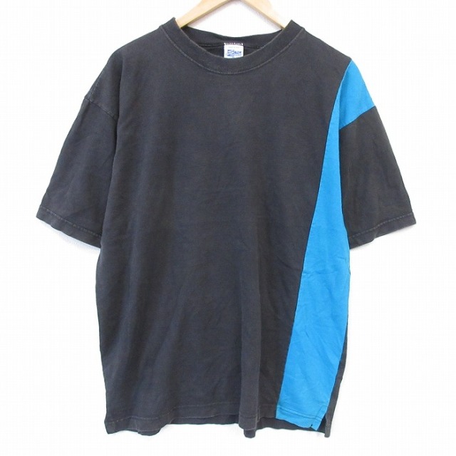 90s 半袖Tシャツ ツートンカラー ブラック メンズXL相当 | 古着