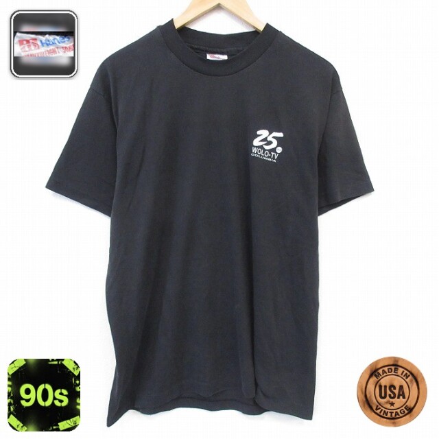 ヘインズ 90s 半袖Tシャツ abcTV局 ブラック メンズL相当 | 古着