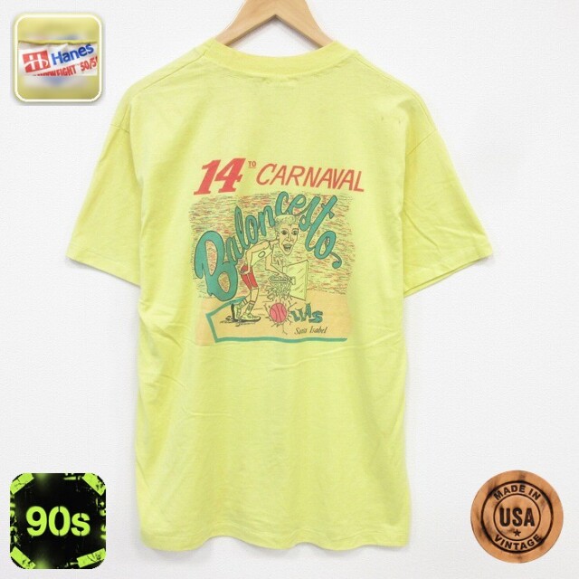 ヘインズ 90s 半袖Tシャツ バスケットボール イエロー メンズL相当 | 古着