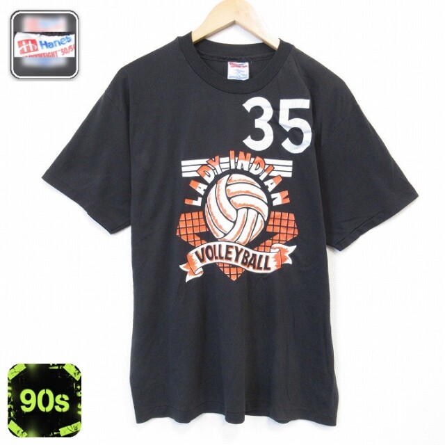 ヘインズ 90s 半袖Tシャツ バレーボール ブラック メンズL相当 | 古着