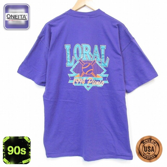 オニータ 90s 半袖Tシャツ LORAL パープル メンズXL相当 | 古着