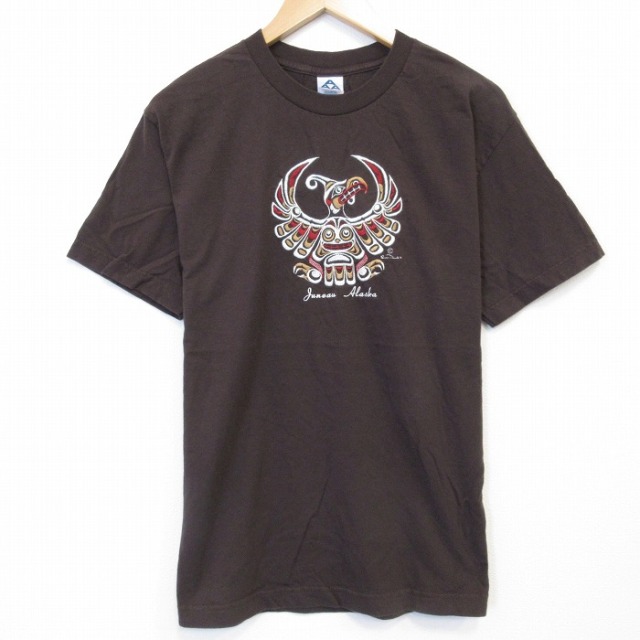 00s 半袖Tシャツ 鳥刺繍 ブラウン メンズM相当 | 古着