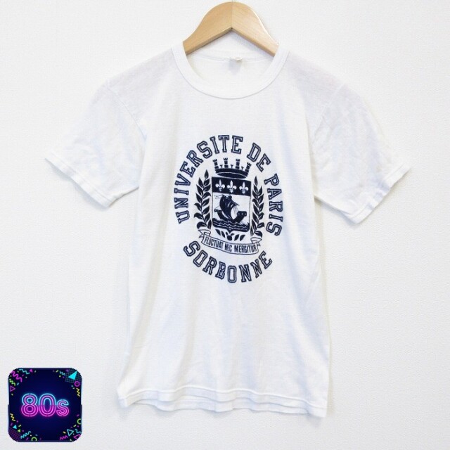 80s 半袖Tシャツ パリ ホワイト メンズS相当 | 古着