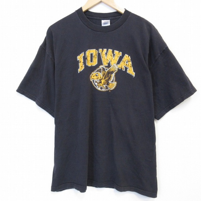 00s 半袖Tシャツ アイオワ ブラック メンズXL相当 | 古着