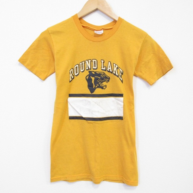 80s 半袖Tシャツ ROUND イエロー メンズS相当 | 古着