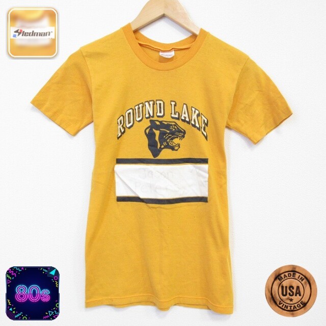80s 半袖Tシャツ ROUND イエロー メンズS相当 | 古着