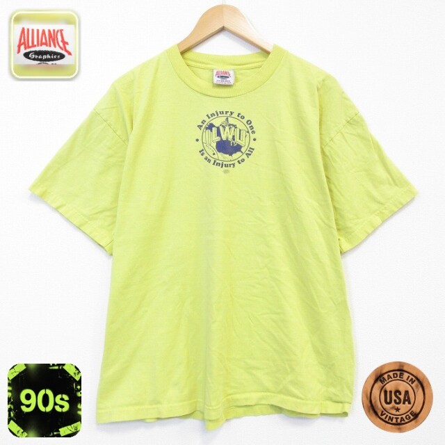 90s 半袖Tシャツ ILWU イエロー メンズXL相当 | 古着