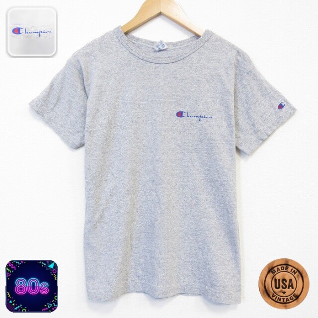 チャンピオン 80s 半袖Tシャツ ワンポイントロゴ グレー メンズL相当 | 古着