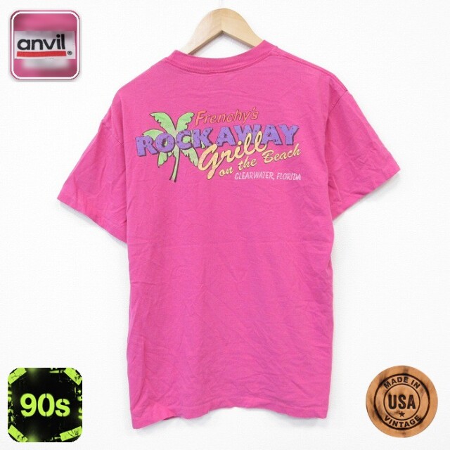 半袖Tシャツ ROCKAWAY ピンク メンズM相当 | 古着