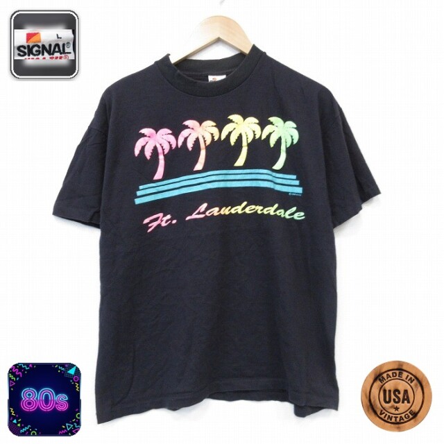 80s 半袖Tシャツ ブラック メンズL相当 | 古着