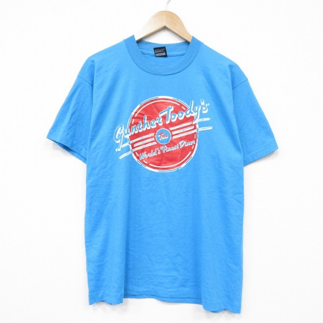 フルーツオブザルーム 90s 半袖Tシャツ レコード ライトブルー メンズL相当 | 古着
