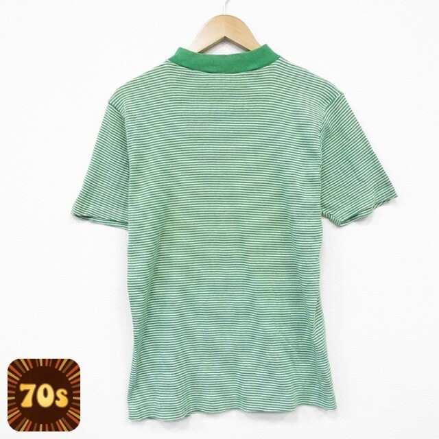 【20%OFF】70s 半袖Tシャツ ボーダー グリーン メンズM相当 | 古着