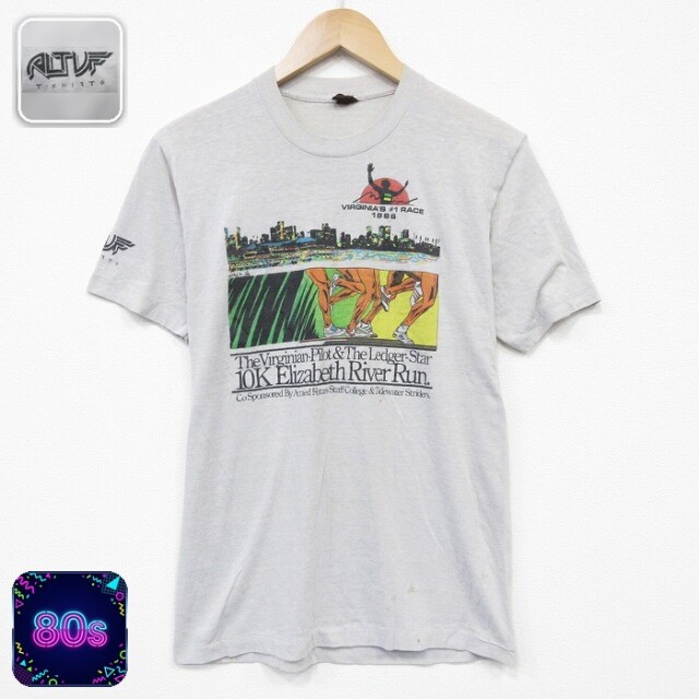 80s 半袖Tシャツ マラソン グレー メンズS相当 | 古着