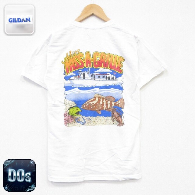 00s 半袖Tシャツ 魚 ホワイト メンズM相当 | 古着