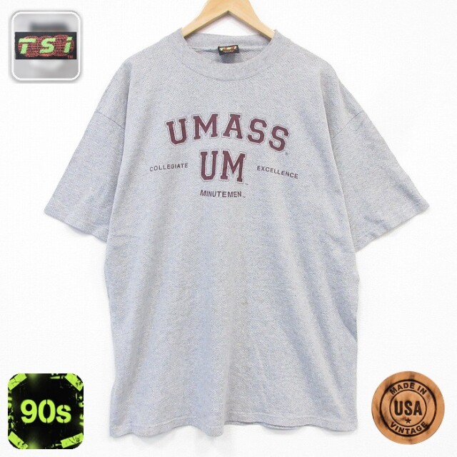 90s 半袖Tシャツ UMASS カレッジ グレー メンズXL相当 | 古着