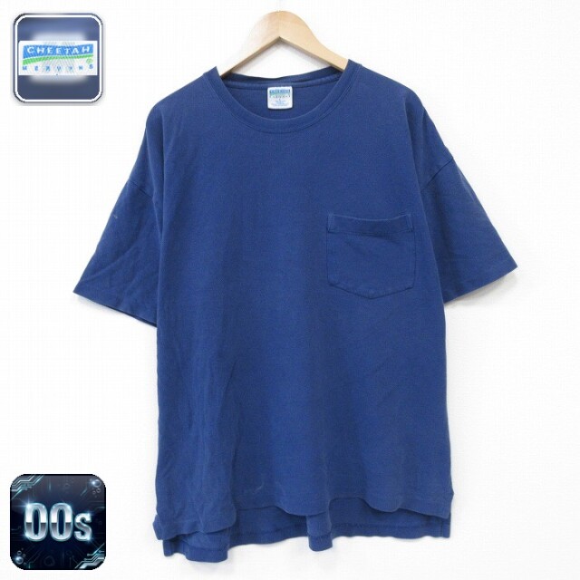 00s 半袖Tシャツ 鹿の子 ネイビー メンズXL相当 | 古着
