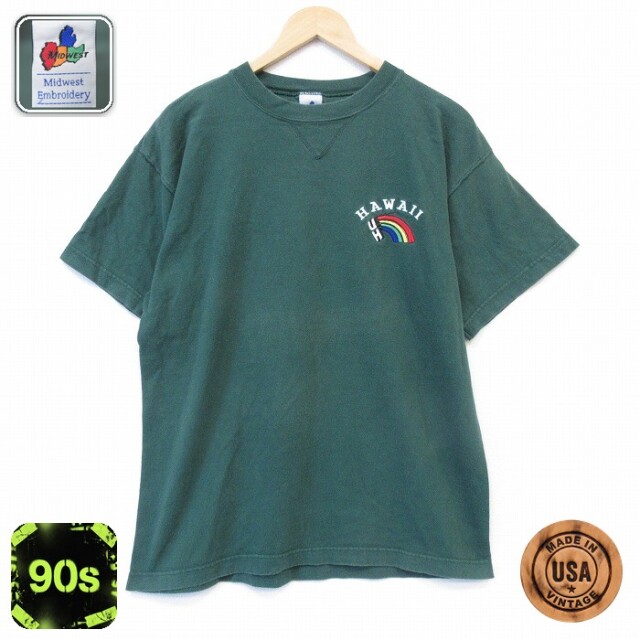 90s 半袖Tシャツ ハワイ グリーン メンズL相当 | 古着