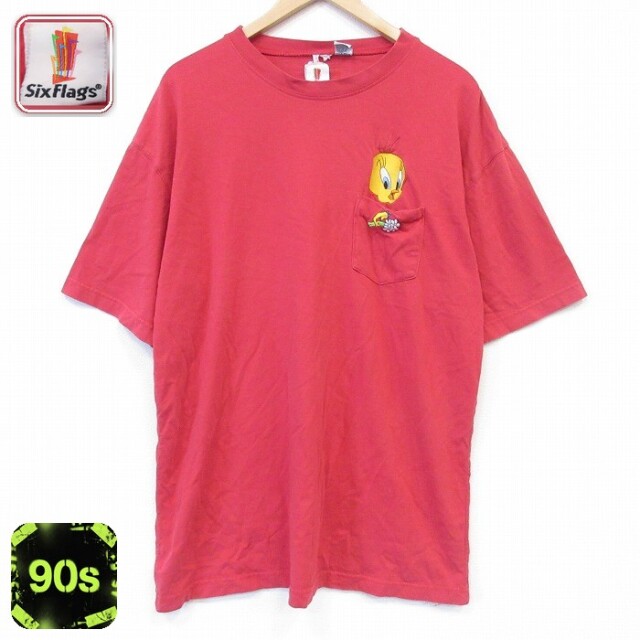 ルーニーテューンズ 90s 半袖Tシャツ トゥイーティー レッド メンズXL相当 | 古着