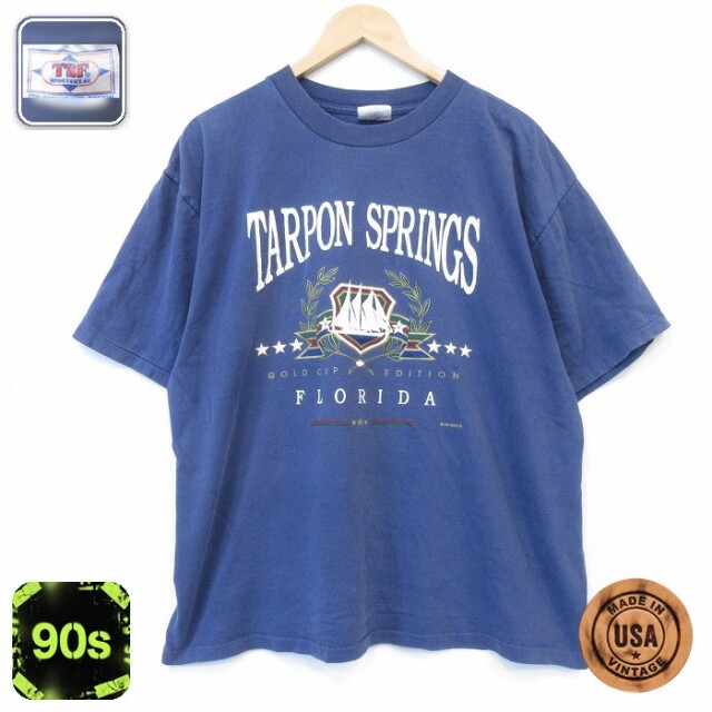 90s 半袖Tシャツ フロリダ ネイビー メンズXL相当 | 古着