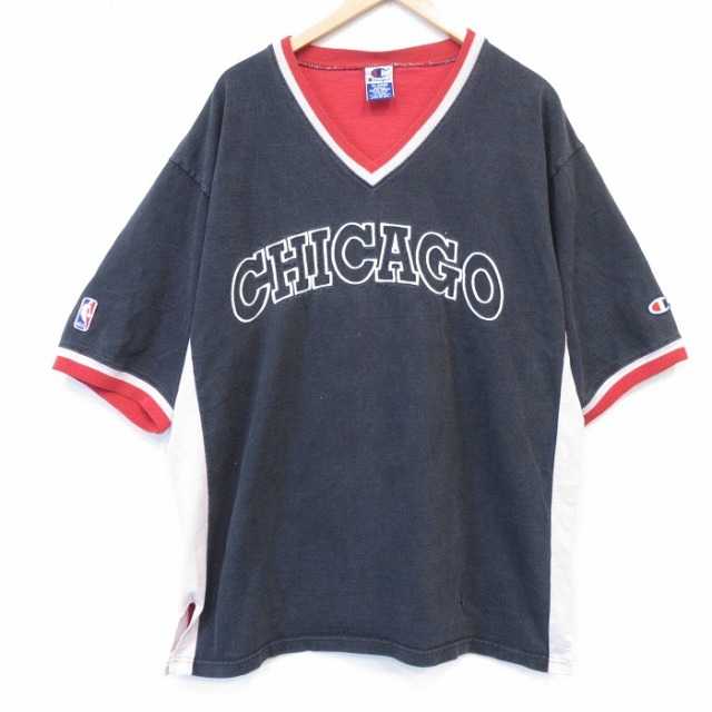 チャンピオン 90s 半袖Tシャツ NBA シカゴブルズ刺繍 ブラック メンズXL相当 | 古着