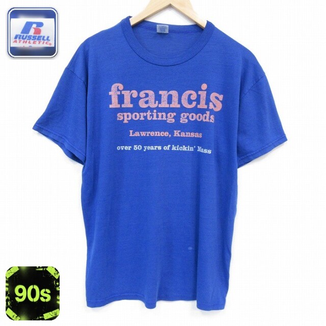 ラッセル 90s 半袖Tシャツ francis ブルー メンズL相当 | 古着