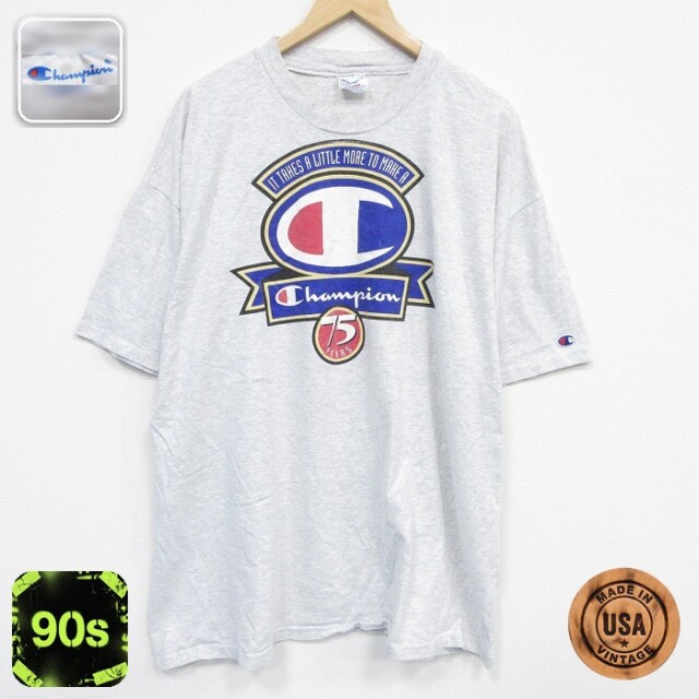 チャンピオン 90s 半袖Tシャツ ビッグロゴ グレー メンズXL相当 | 古着