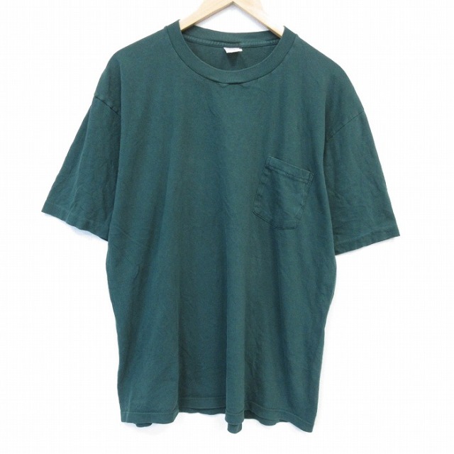 タウンクラフト 90s 半袖Tシャツ 胸ポケット付き グリーン メンズXL相当 | 古着