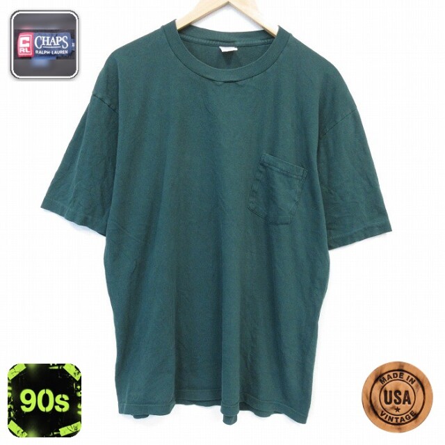 【20%OFF】タウンクラフト 90s 半袖Tシャツ 胸ポケット付き グリーン メンズXL相当 | 古着