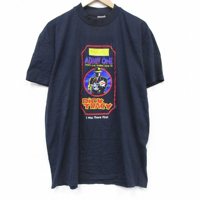 ディズニー 90s 半袖Tシャツ ディックトレイシー ネイビー メンズXL相当 | 古着